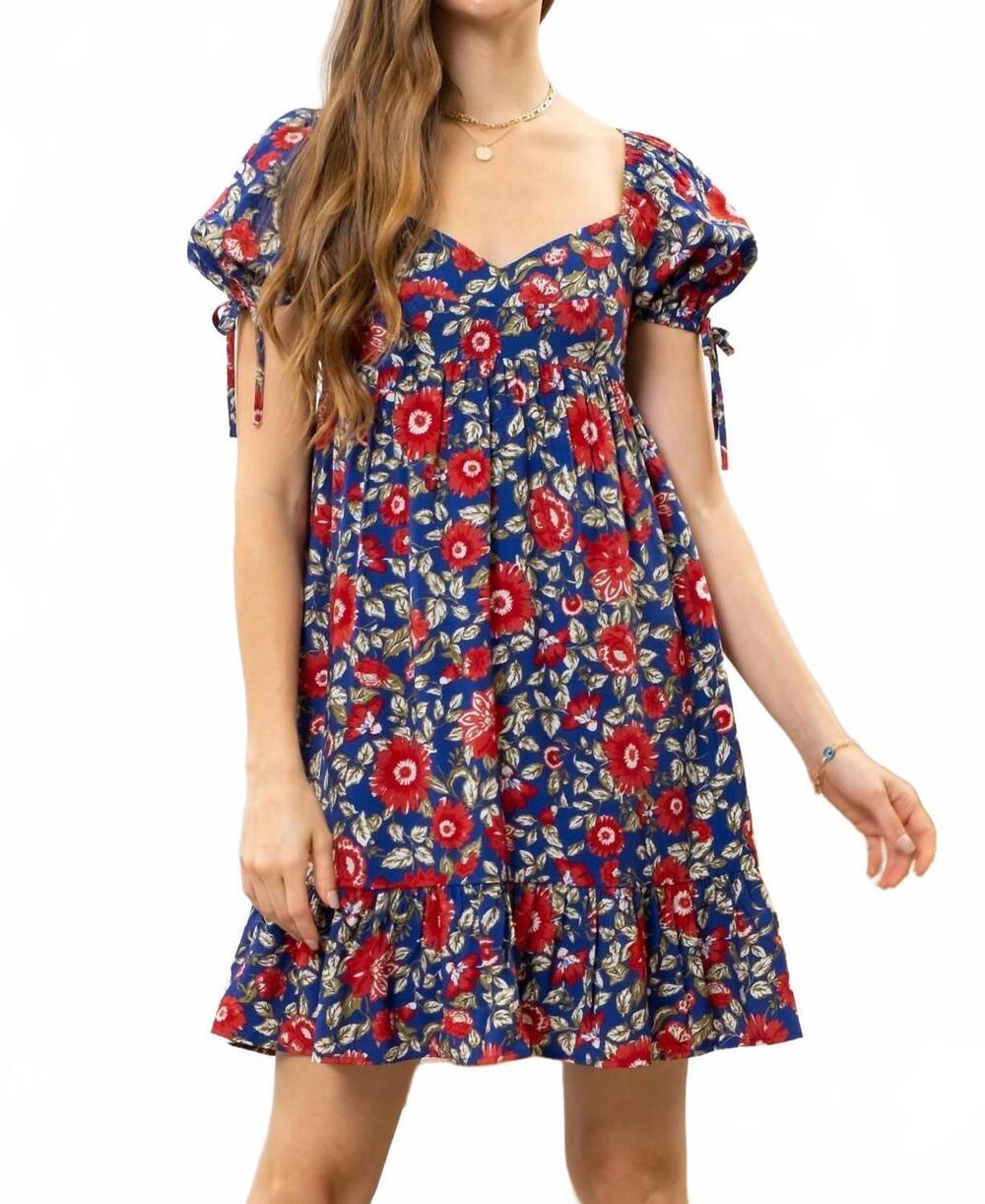 NEW BLU PEPPER floral mini dress in blue multi